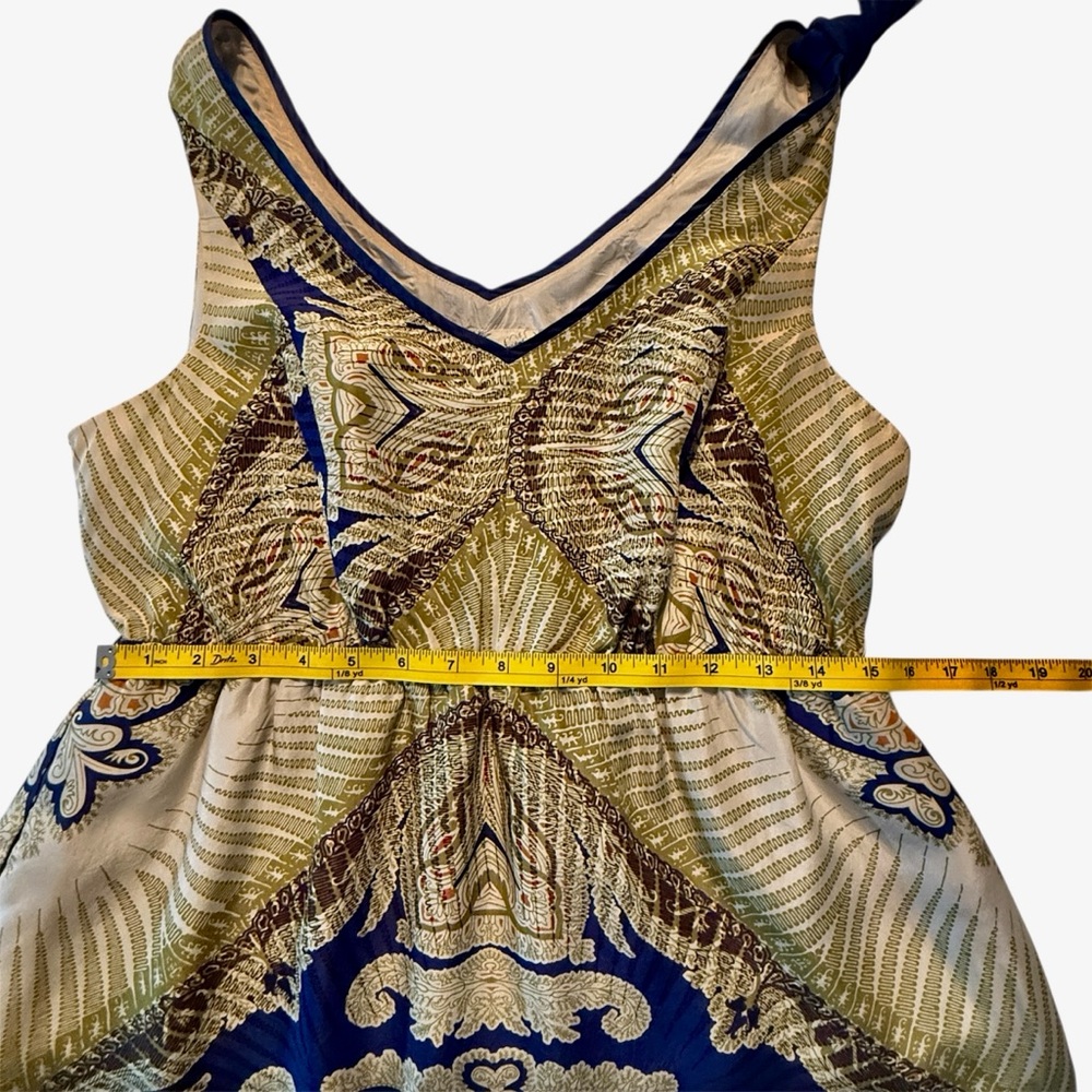 Edme & Esyllte - Anthropologie 100% Silk Kerchief Print V-Neck Dress Medium EUC - Picture 11 of 17